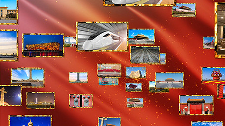 大气金字党政多照片聚合汇聚展示AE模板