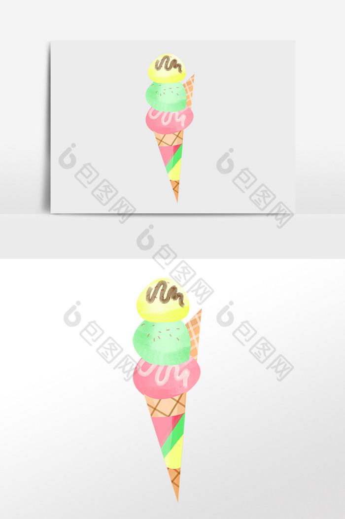 夏季甜点冷饮三球甜筒插画图片图片