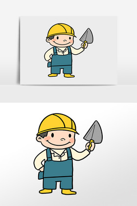 劳动最光荣泥瓦工工人插画