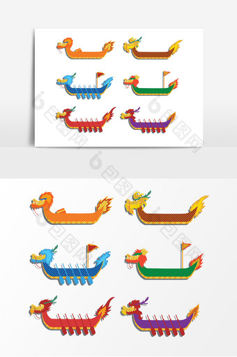 彩色龙舟端午节素材图片