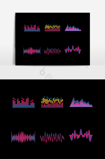彩色声波音乐曲线线条素材图片