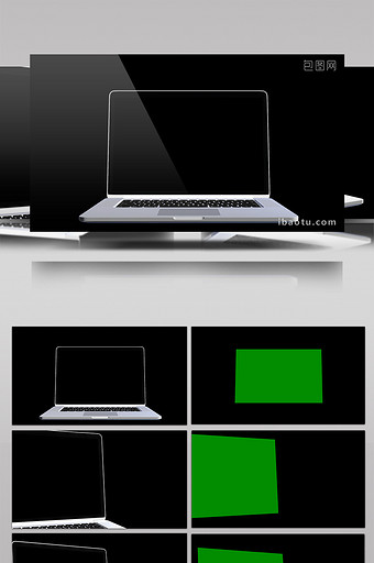 5款笔记本电脑动画带通道绿屏抠像特效元素图片