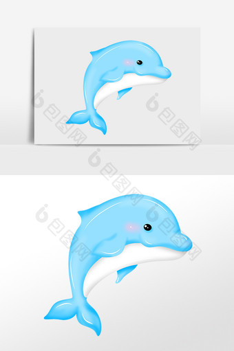 手绘跳跃海豚海洋生物水生物插画图片