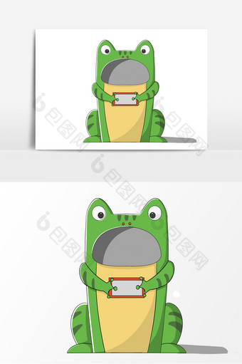 手绘可爱造型青蛙垃圾桶图片