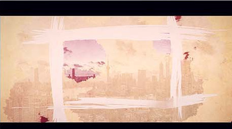 水墨晕染笔刷边框光晕照片写真相册AE模板