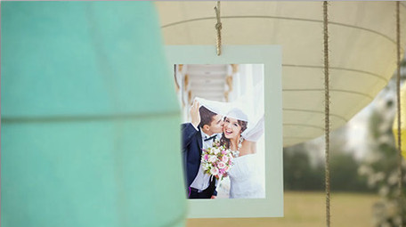 唯美纸灯笼悬挂相册照片婚礼片头AE模板