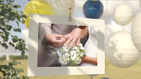 唯美纸灯笼悬挂相册照片婚礼片头AE模板