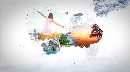 优雅水墨晕染动画照片写真图文相册AE模板