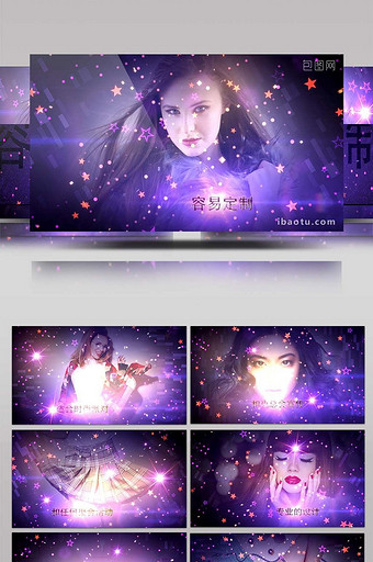 炫彩闪光星星装饰火热派对之夜宣传AE模板图片