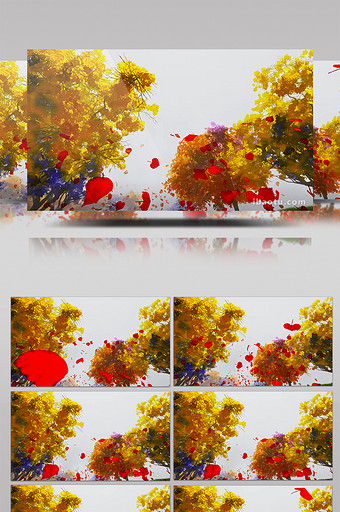 唯美大气震撼秋天红色落叶飘落婚礼背景视频图片
