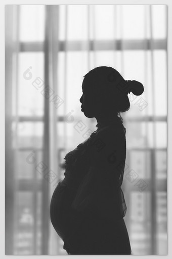 母亲节孕妇怀孕剪影摄影图片