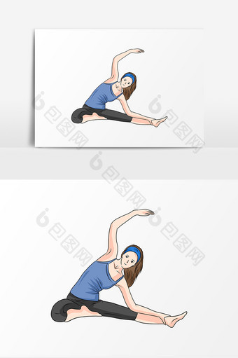 健身房瑜伽卡通创意元素图片