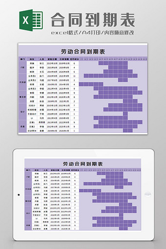 合同到期表Excel模板图片