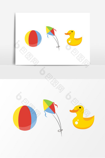 六一儿童节皮球风筝鸭子卡通素材童趣节日图片