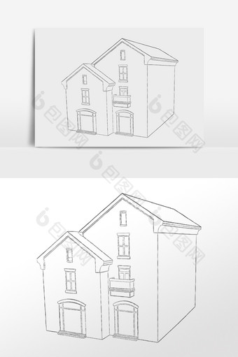 手绘简笔画线描房屋建筑插画图片