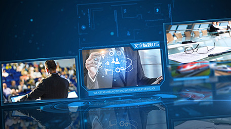 企业多图展示科技UI界面蓝色粒子AE模板