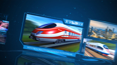 企业多图展示科技UI界面蓝色粒子AE模板