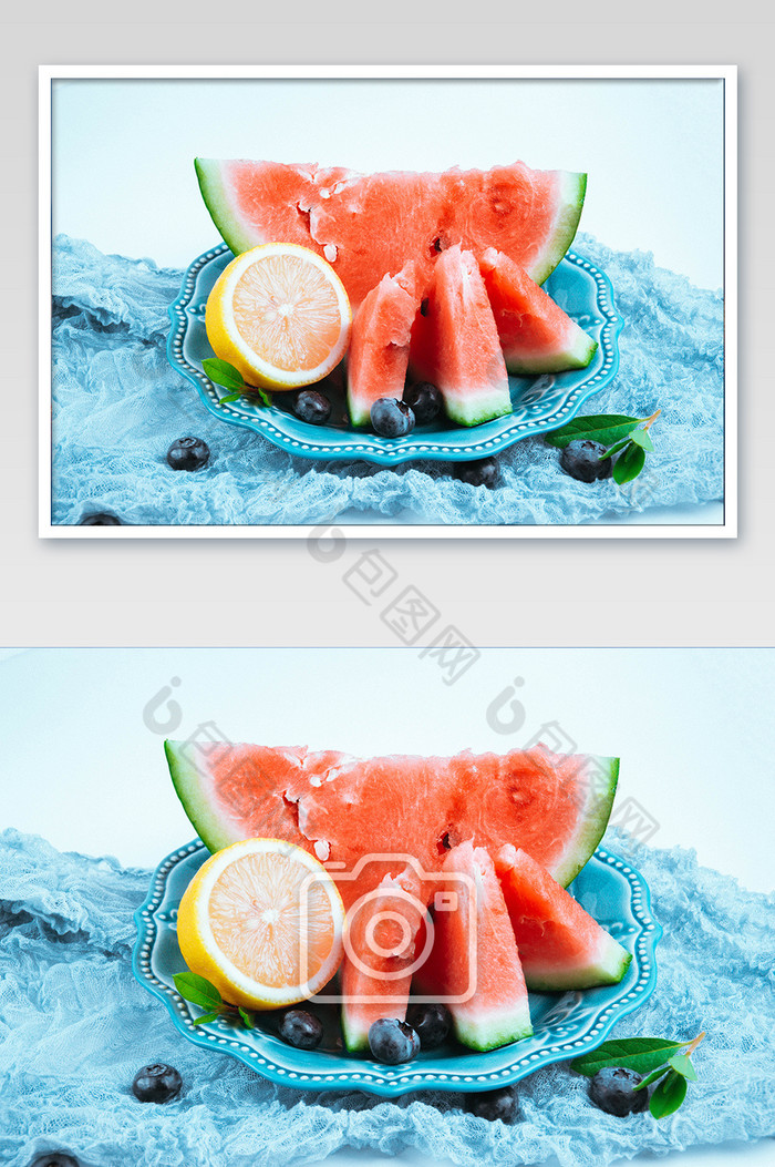 西瓜片西瓜盘子水果多汁夏天凉爽摄影景图图片图片