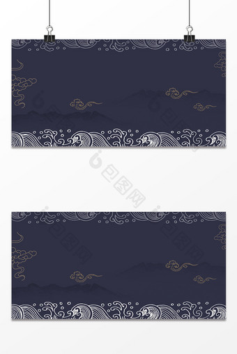 蓝色质感中式纹理祥云端午节背景图片