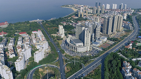 低空航拍金沟寨车流视频