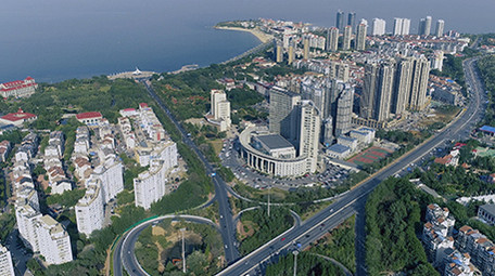 低空航拍金沟寨车流视频