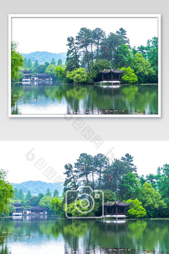 杭州西湖美景中式建筑高清摄影图图片