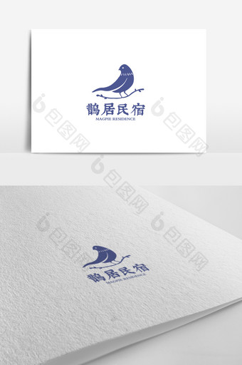 插画风格民宿主题logo设计图片