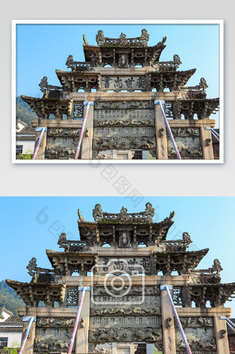 安徽徽派建筑牌坊中式建筑中国原始高清图图片