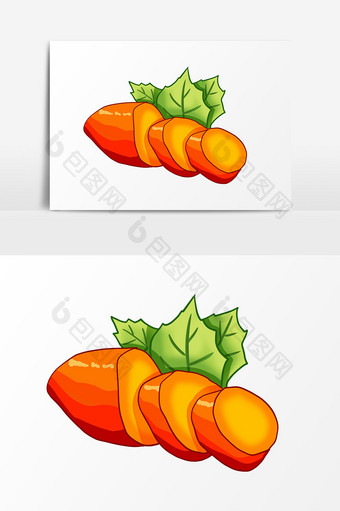 卡通手绘橙色系蔬菜地瓜元素图片