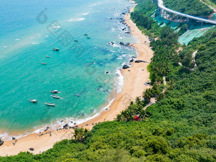 海南山钦湾热带夏天舟素材