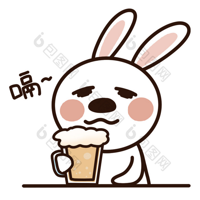 包图 插画 卡通漫画 【psd】 喝啤酒 夏天可爱兔子动态gif表情包  所