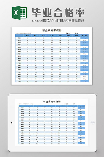毕业合格率Excel模板图片