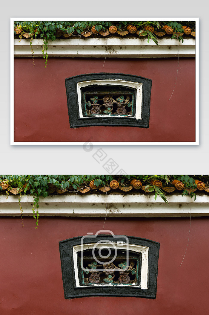 红墙古窗古风元素背景图片