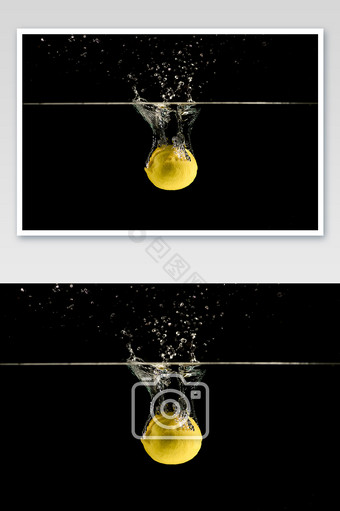 黑背景柠檬创意水下特写摄影图片