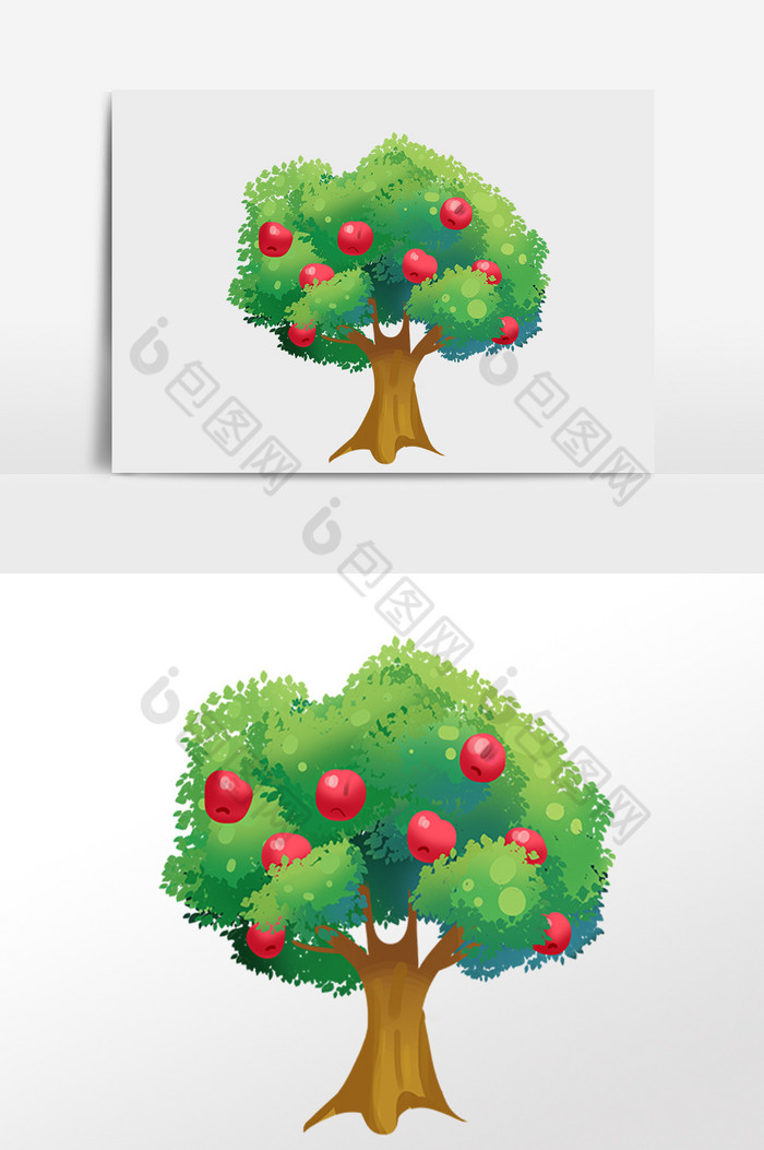 植物红苹果果树插画图片图片