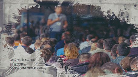 水墨笔刷回忆历史图文展示AE模板