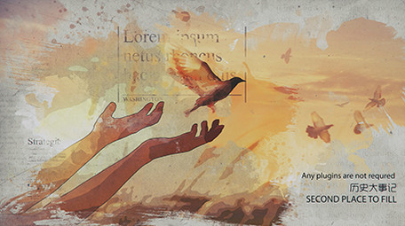 水墨笔刷回忆历史图文展示AE模板