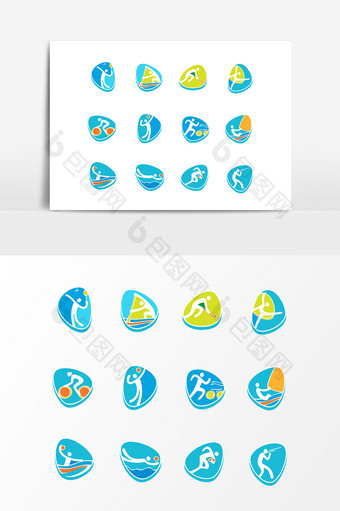 蓝色体育运动图标设计素材图片
