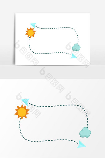 卡通太阳云朵边框矢量元素图片