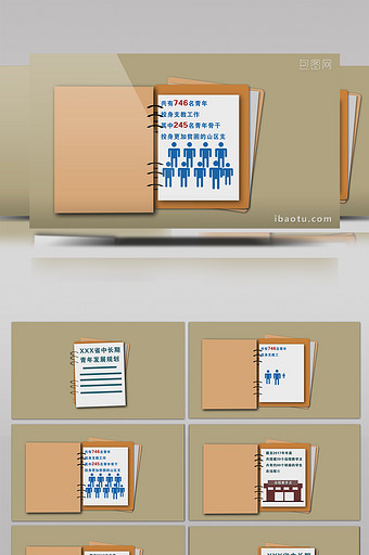 翻书风格文件解读支教工作AE模板图片