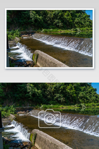 农村溪流河流小溪瀑布高清摄影图图片