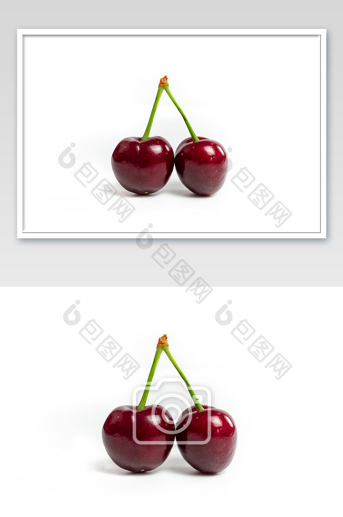 两颗红彤彤的车厘子樱桃水果图片图片