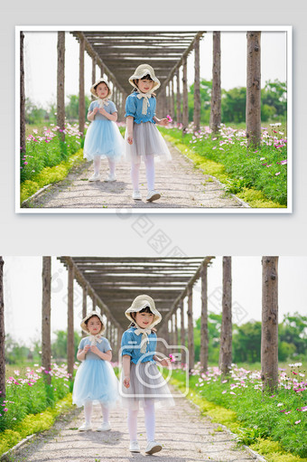 六一儿童节户外花园草地童年活泼快乐摄影图图片