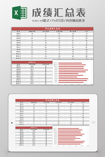 学生成绩汇总表excel模板图片