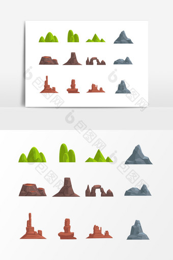 游戏场景山脉假山设计素材图片