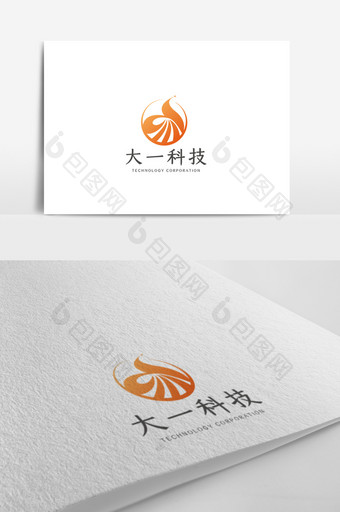 橙色时尚简洁科技企业logo设计模板图片