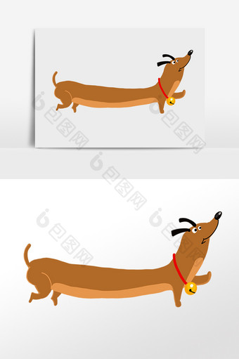 手绘卡通可爱小动物腊肠狗插画图片