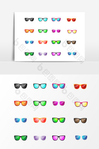 彩色眼镜墨镜设计素材图片
