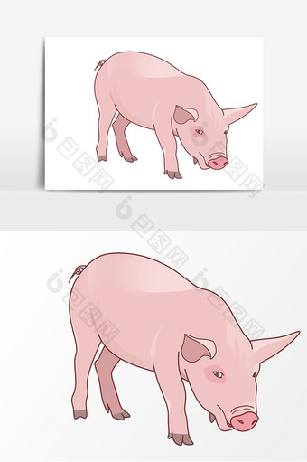 动物手绘猪形象元素图片