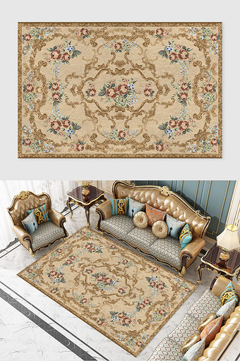 欧式古典纹样花卉植物复古纹样奢华地毯图案图片
